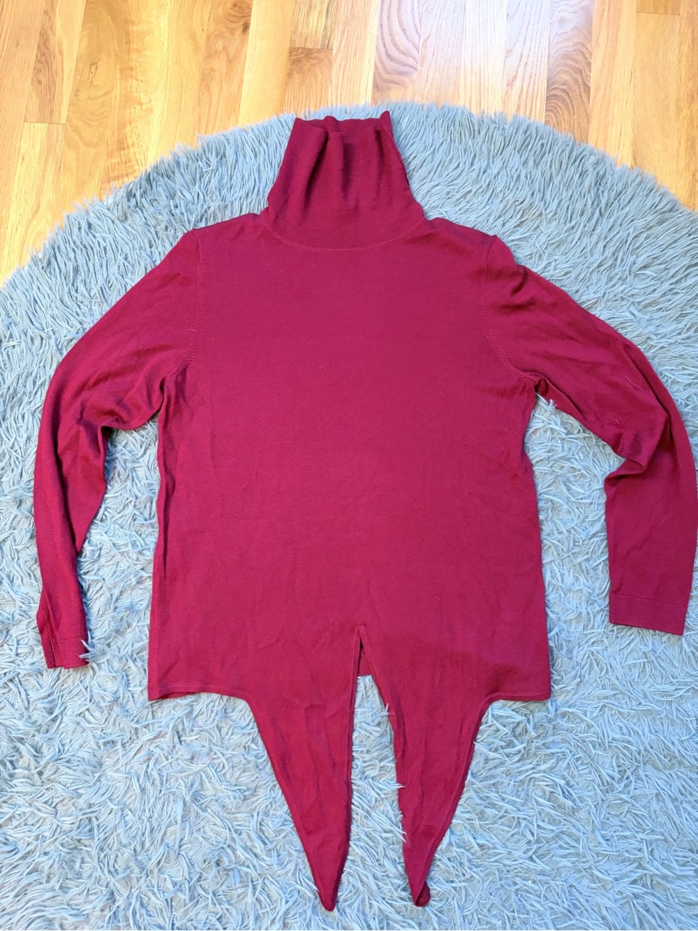 Talbots Women's Burgundy Wine 100% Merino Wool Tie Front Turtleneck Top Size M P